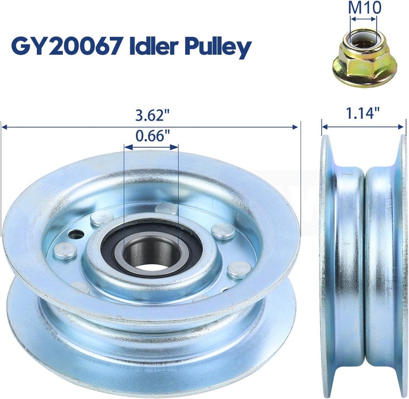 GUSUHAWK 2 Pack GY22172 Idler Pulley Replace John Deere GY22172, GY20067 Idler Pulley for John Deere D140 D110 D160 E100 E140 E160 E170 L100 L110 L120 L130 LA105 LA115 LA130 LA140 LA145 S100 S240 Deck - Image 4